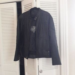 Black leather biker jacket